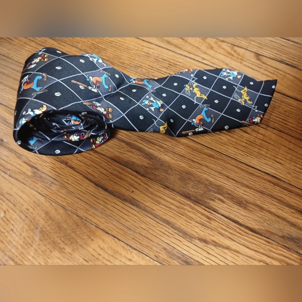 Mickey Unlimited - Pluto/Donald Duck/Goofy, All Silk Men's Baseball Necktie